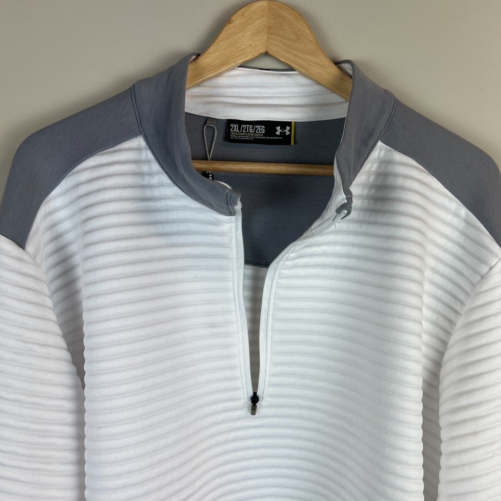 Under Armour Golf 1/4 Zip Pullover Mens 2XL White Cold Gear Loose Ribbed Active - Picture 6 of 16